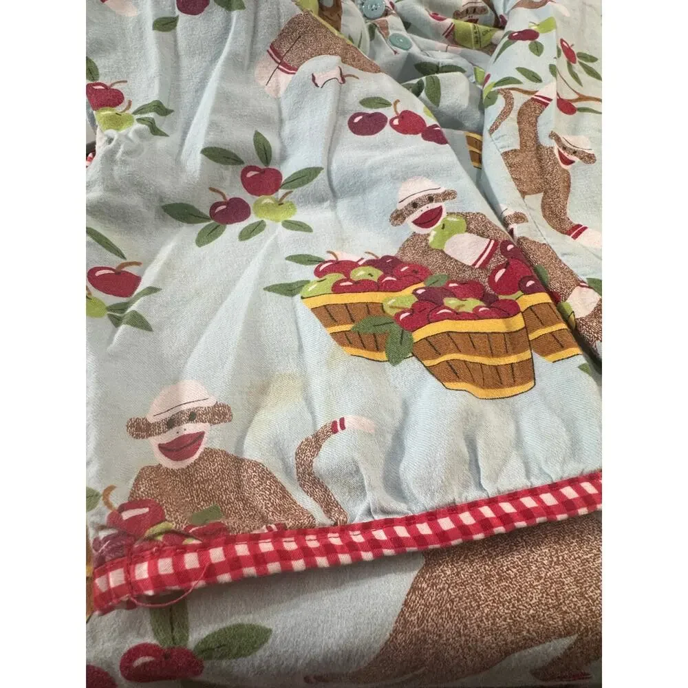 Nora & Nora Sleep Shirt Nightgown Sock Monkey Apple Blue Red XL
